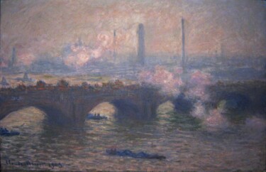 Painting titled "Waterloo Bridge, te…" by Claude Monet, Original Artwork, Oil