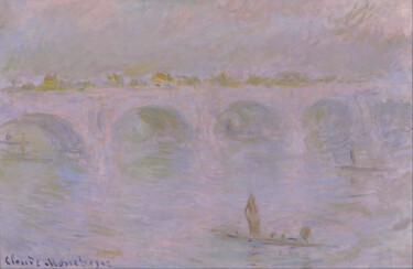 Painting titled "Waterloo Bridge 4" by Claude Monet, Original Artwork, Oil