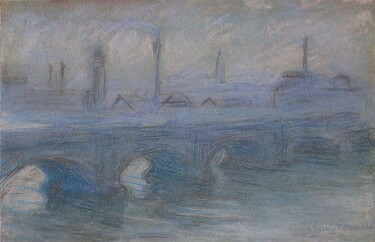 Schilderij getiteld "Londres, Waterloo B…" door Claude Monet, Origineel Kunstwerk, Pastel