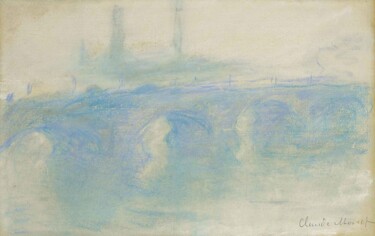 Painting titled "Waterloo Bridge 5" by Claude Monet, Original Artwork, Pastel