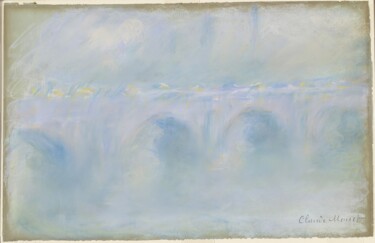 Schilderij getiteld "Waterloo Bridge 8" door Claude Monet, Origineel Kunstwerk, Pastel