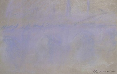 Painting titled "Waterloo Bridge 9" by Claude Monet, Original Artwork, Pastel