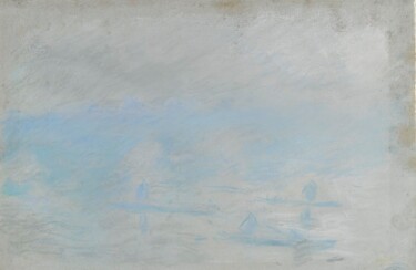 Painting titled "Waterloo Bridge, br…" by Claude Monet, Original Artwork, Pastel