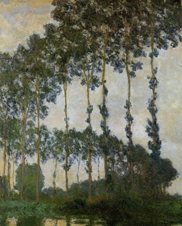 Schilderij getiteld "Peupliers près de G…" door Claude Monet, Origineel Kunstwerk, Olie