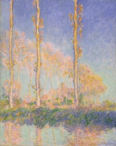 Painting titled "Les Peupliers, troi…" by Claude Monet, Original Artwork, Oil