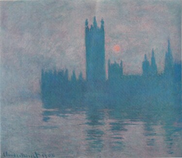 Malarstwo zatytułowany „Le Parlement de Lon…” autorstwa Claude Monet, Oryginalna praca, Olej