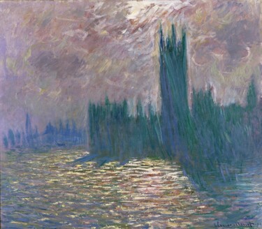 Malarstwo zatytułowany „Londres. Le Parleme…” autorstwa Claude Monet, Oryginalna praca, Olej