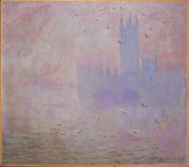 Painting titled "Le Parlement, mouet…" by Claude Monet, Original Artwork, Oil