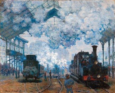 Painting titled "La Gare Saint-Lazar…" by Claude Monet, Original Artwork, Oil