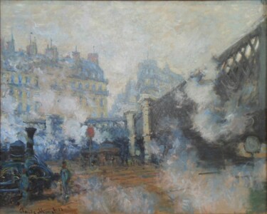 Painting titled "Le Pont de l'Europe…" by Claude Monet, Original Artwork, Oil