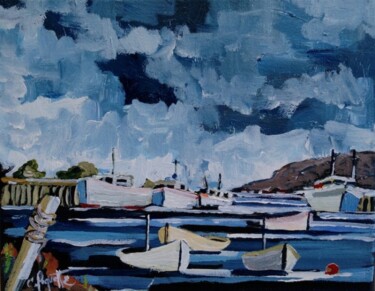 Malerei mit dem Titel "Port de mer" von Claude Paquette, Original-Kunstwerk, Acryl