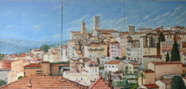 Painting titled "Ma ville de Grasse" by Claude Ruby, Original Artwork, Oil
