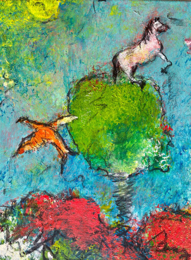 Картина под названием "Terre rouge" - Claude-Yvan Conne, Подлинное произведение искусства, Акрил Установлен на Деревянная ра…