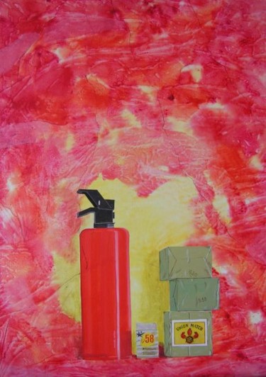 Картина под названием "la flambée des prix" - Claude Calonne, Подлинное произведение искусства, Масло