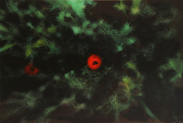 数字艺术 标题为“Dark poppy.jpg” 由Claude Corbier, 原创艺术品, 数字油画 安装在纸板上