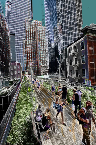 Digital Arts titled "The High line.jpg" by Claude Corbier, Original Artwork, Digital Painting Mounted on Aluminium