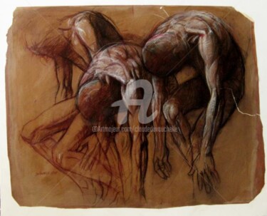 Disegno intitolato "Trois personnages" da Claude Duvauchelle, Opera d'arte originale, Altro