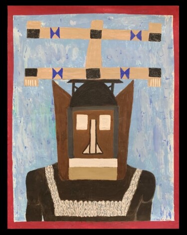 Schilderij getiteld "Kanaga Mask- The En…" door Claude Henry, Origineel Kunstwerk, Acryl