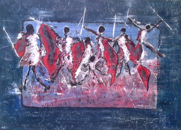 Peinture intitulée "les-guerriers" par Claude Grand, Œuvre d'art originale, Acrylique