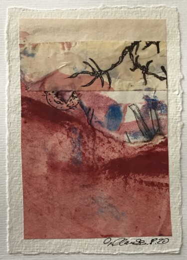 Collages intitolato "Barbed wire on left" da Claudia Clauss, Opera d'arte originale, Acrilico Montato su Vetro