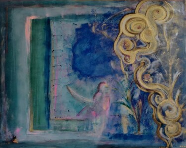 Картина под названием "" Jeune fille à l'a…" - Claudia De La Hoz, Подлинное произведение искусства, Акрил Установлен на Дере…