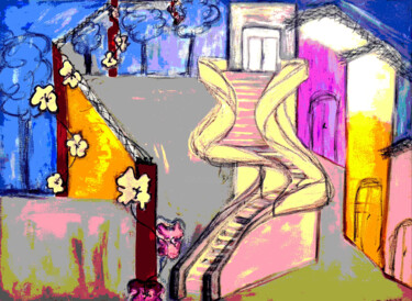 Digitale Kunst mit dem Titel "" The stairs" Numér…" von Claudia De La Hoz, Original-Kunstwerk, Acryl