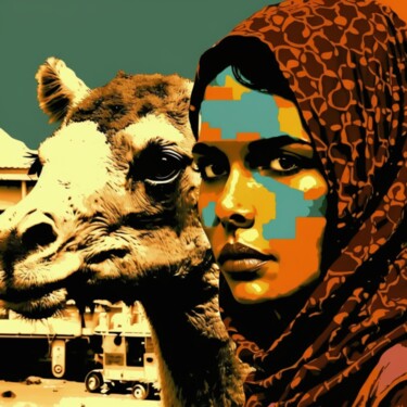 Peinture intitulée "CAMEL WOMAN 2" par Claudia Sauter (Poptonicart), Œuvre d'art originale, Peinture numérique