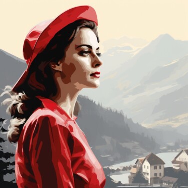 Pittura intitolato "SWISS WOMAN IN THE…" da Claudia Sauter (Poptonicart), Opera d'arte originale, Collage digitale