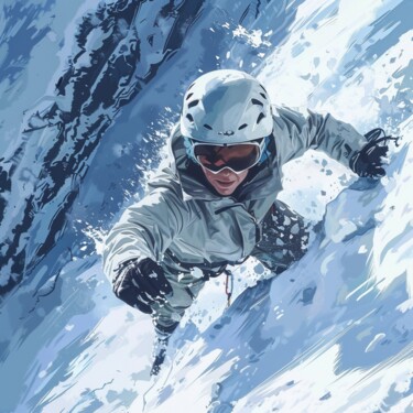 Ζωγραφική με τίτλο "SNOWY ASCENT" από Claudia Sauter (Poptonicart), Αυθεντικά έργα τέχνης, Ψηφιακό Κολάζ