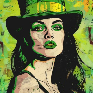 Malerei mit dem Titel "Emerald Elegance: A…" von Claudia Sauter (Poptonicart), Original-Kunstwerk, Digitale Collage