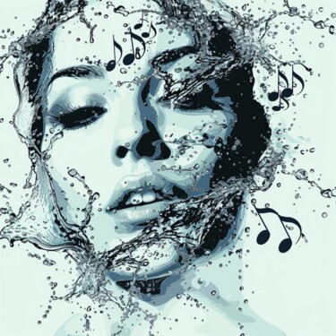 Pittura intitolato "WATER MUSIC WOMAN" da Claudia Sauter (Poptonicart), Opera d'arte originale, Collage digitale