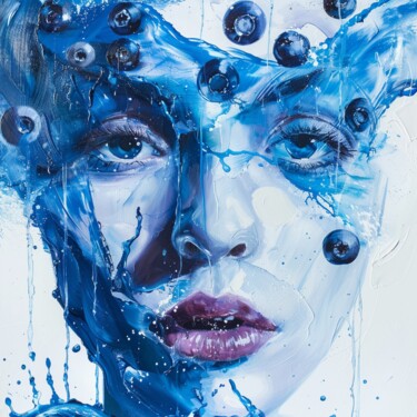 Картина под названием "BLUEBERRY SPLASH" - Claudia Sauter (Poptonicart), Подлинное произведение искусства, Цифровой коллаж
