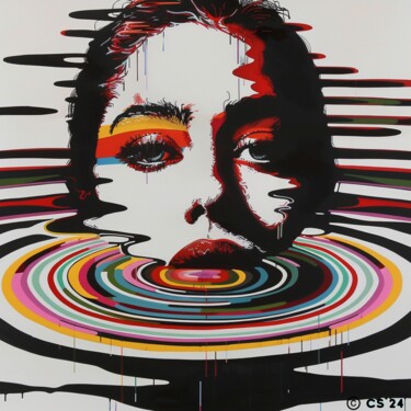 Картина под названием "STRIPPED WATER WOMAN" - Claudia Sauter (Poptonicart), Подлинное произведение искусства, Цифровой колл…