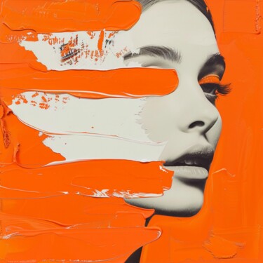 Schilderij getiteld "MELTING ORANGE" door Claudia Sauter (Poptonicart), Origineel Kunstwerk, Digitale collage