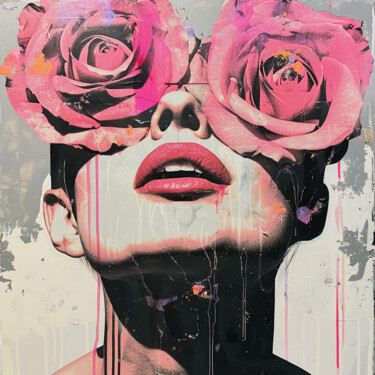 "EYES OF ROSES" başlıklı Tablo Claudia Sauter (Poptonicart) tarafından, Orijinal sanat, Akrilik