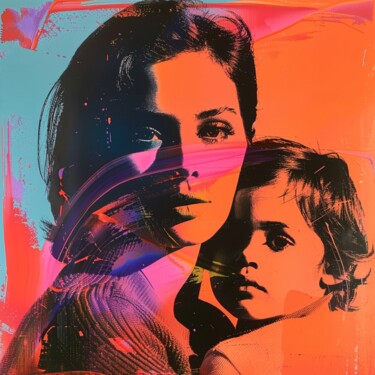 Painting titled "WOMAN WITH CHILD" by Claudia Sauter (Poptonicart), Original Artwork, Acrylic