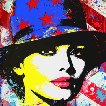 Painting titled "4TH JULY WOMAN" by Claudia Sauter (Poptonicart), Original Artwork, Acrylic