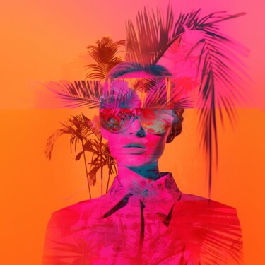 Картина под названием "SUMMER PINK FEELING" - Claudia Sauter (Poptonicart), Подлинное произведение искусства, Цифровой коллаж