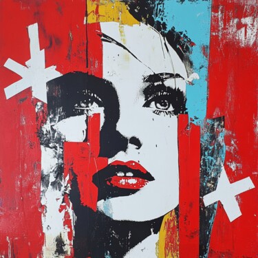 Schilderij getiteld "SWISS NATIONAL DAY" door Claudia Sauter (Poptonicart), Origineel Kunstwerk, Acryl