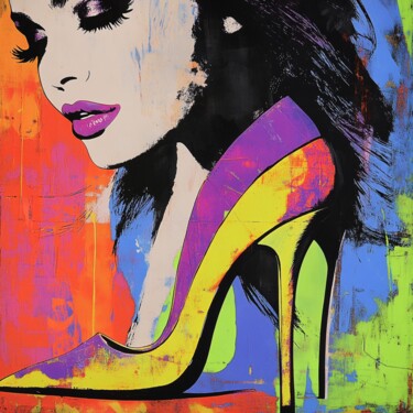 Schilderij getiteld "STILETTO WOMAN" door Claudia Sauter (Poptonicart), Origineel Kunstwerk, Acryl