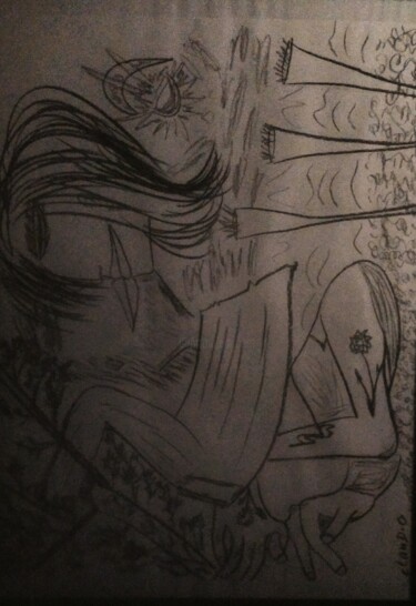 Disegno intitolato "Nirvana" da Claudie Savelli (CLAUDIE-SAVELLI-CLAUDIO), Opera d'arte originale, Carbone Montato su Cartone