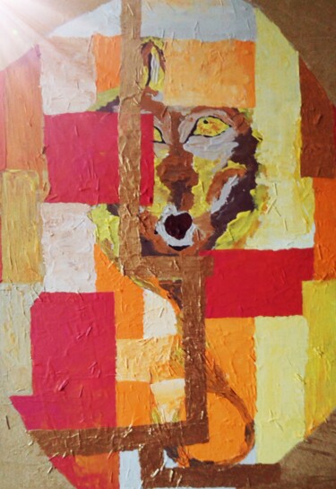 绘画 标题为“Sirène loup” 由Claudie Savelli (CLAUDIE-SAVELLI-CLAUDIO), 原创艺术品, 丙烯 安装在木质担架架上