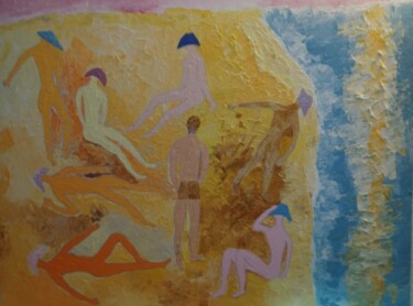 Malerei mit dem Titel "Lézarder au soleil" von Claudie Savelli (CLAUDIE-SAVELLI-CLAUDIO), Original-Kunstwerk, Acryl Auf Keil…