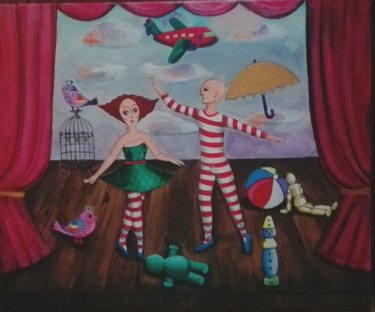 Peinture intitulée "Salón de Juegos" par Claudine Brantes, Œuvre d'art originale, Acrylique