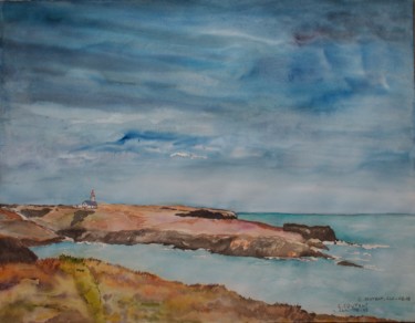Peinture intitulée "Belle Ile en Mer" par Claudine Coutant, Œuvre d'art originale, Aquarelle