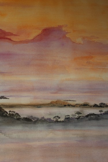 Painting titled "voyage" by Claudine Coutant, Original Artwork, Watercolor