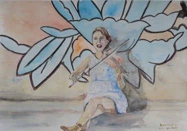 Schilderij getiteld "Chloe" door Claudine Coutant, Origineel Kunstwerk, Aquarel