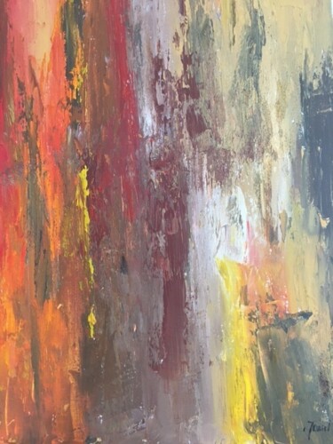 제목이 "Soleil rouge dans l…"인 미술작품 Claudine Janel로, 원작, 아크릴 나무 들것 프레임에 장착됨