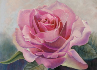 Desenho intitulada "rose tendresse pour…" por Claudine Marquet, Obras de arte originais, Pastel