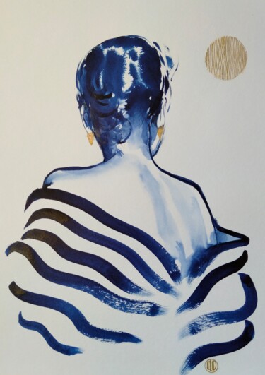 Pintura titulada "Blue Dress" por Claudine Sieurin, Obra de arte original, Tinta